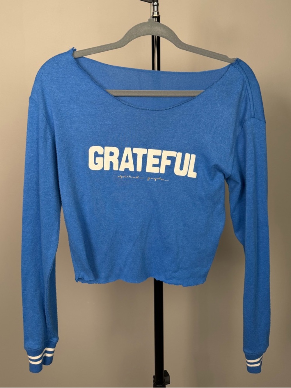 Spiritual Gangster Royal Blue "GRATEFUL" Crop Long Sleeve